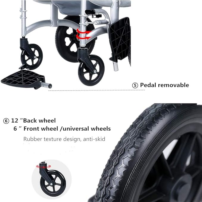 Mobile Shower Chair, 4-in-1 Toilet Commode Wheelchair with Brakes - Image 5
