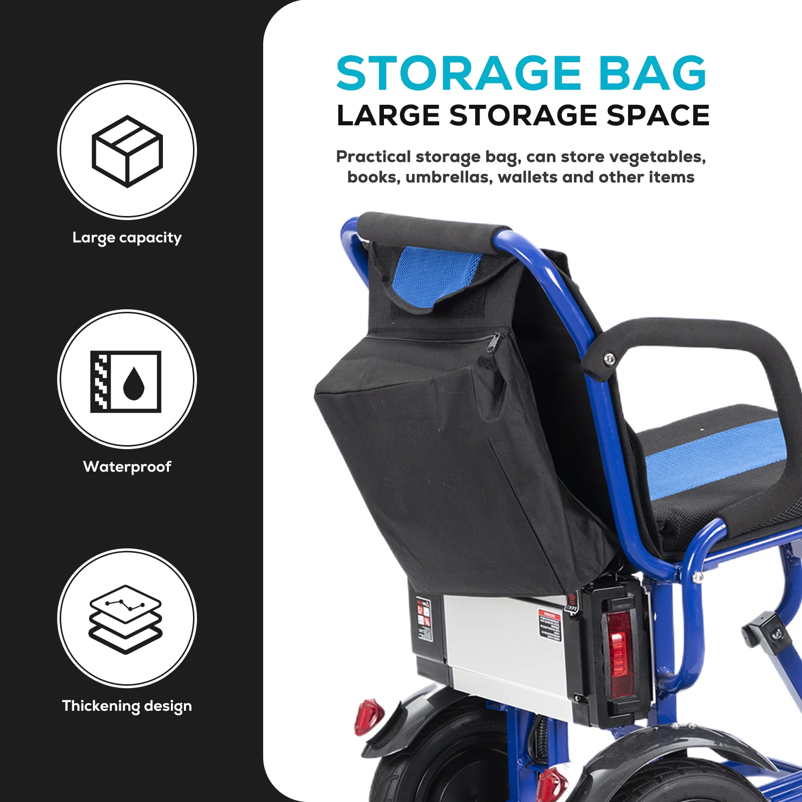 COUGAR (Blue) Folding Electric Mobility Scooter 3 Wheel Lightweight - Image 2