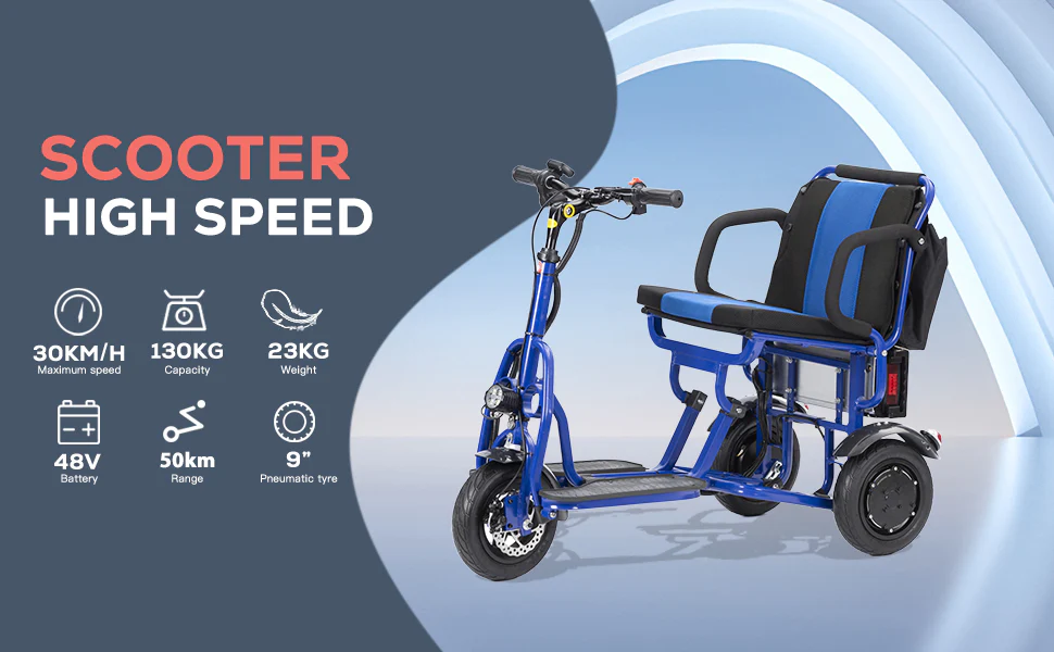 COUGAR (Blue) Folding Electric Mobility Scooter 3 Wheel Lightweight - Image 8