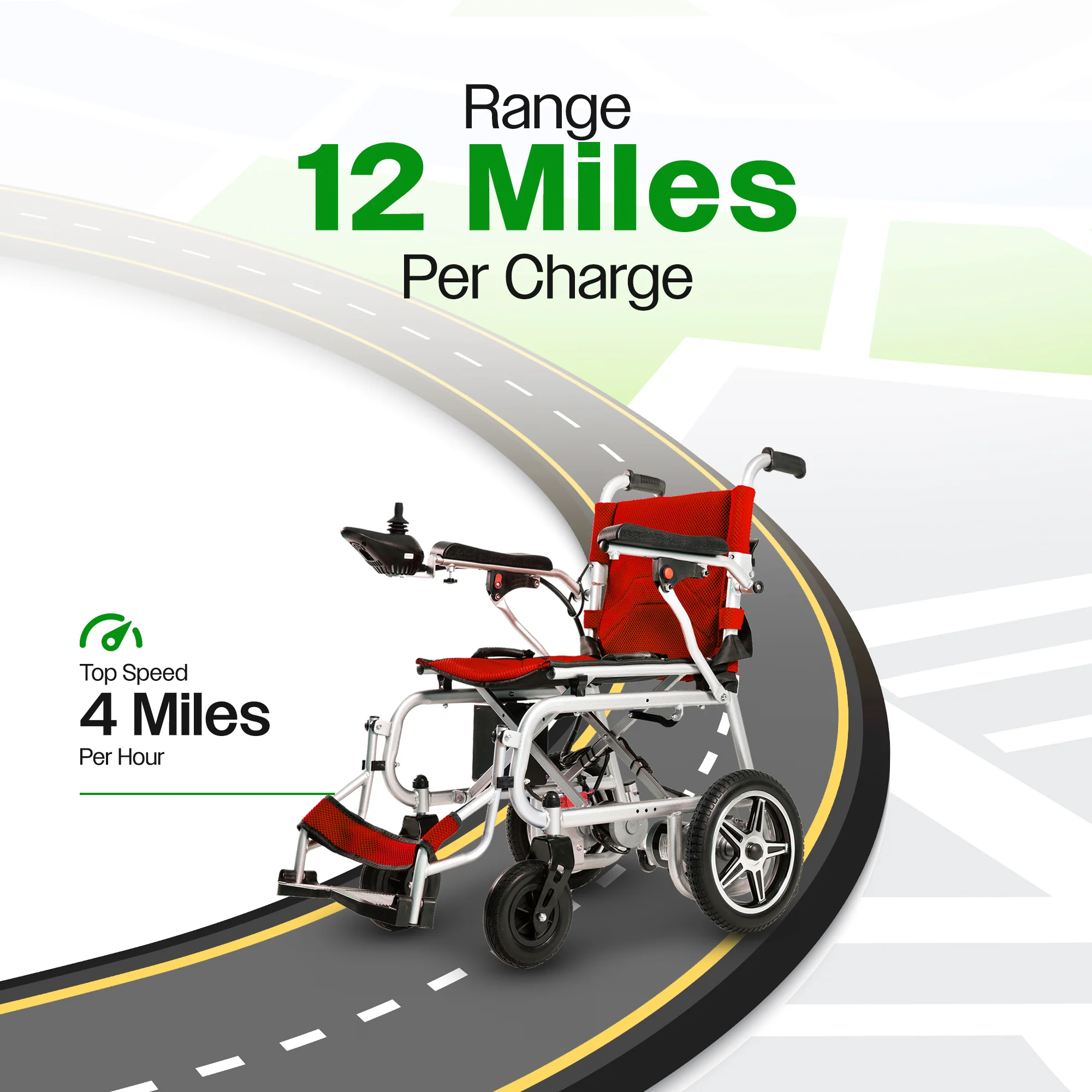 ARTEMIS PRO (Red) – Lightweight Foldable Electric Wheelchair - Image 8