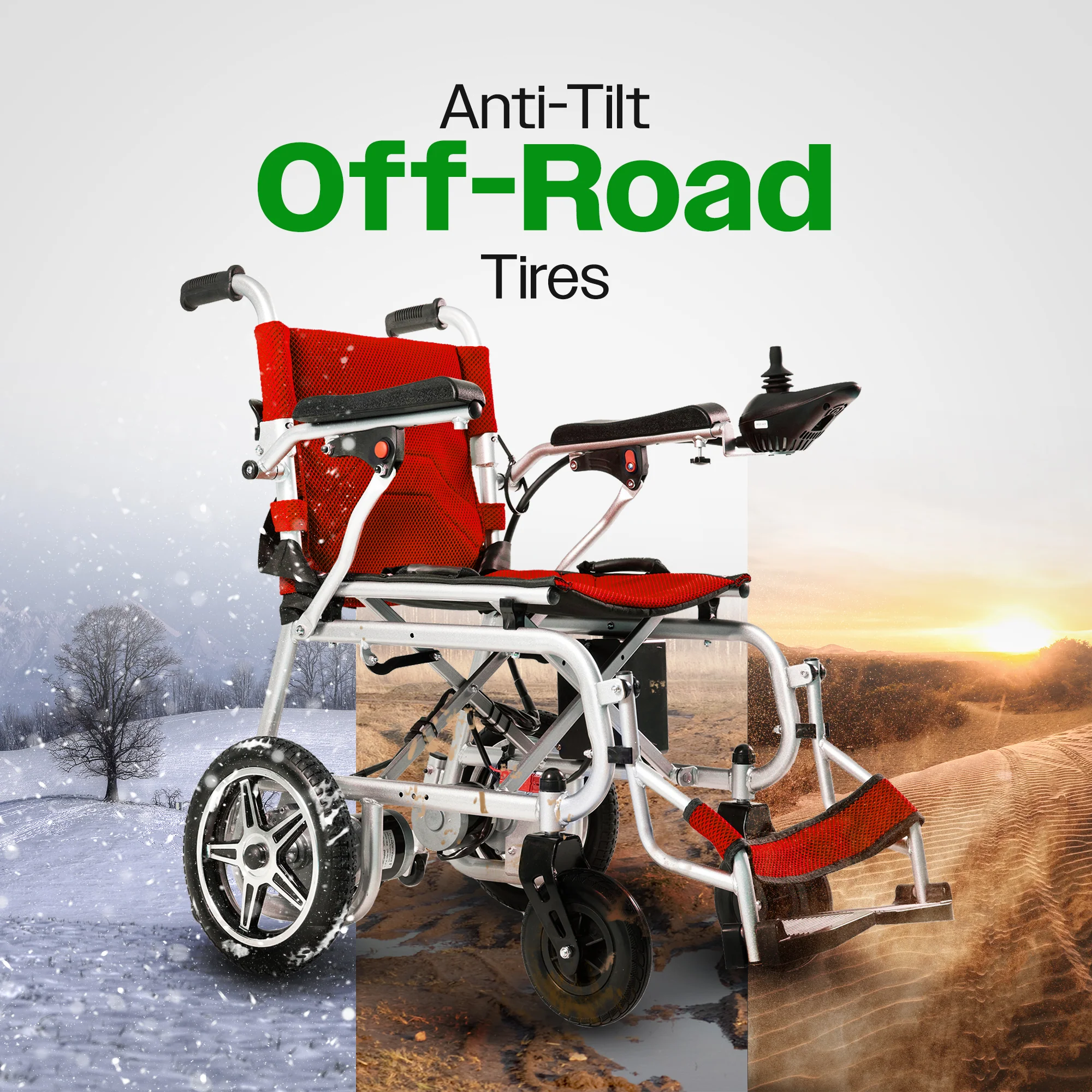 ARTEMIS PRO (Red) – Lightweight Foldable Electric Wheelchair - Image 5