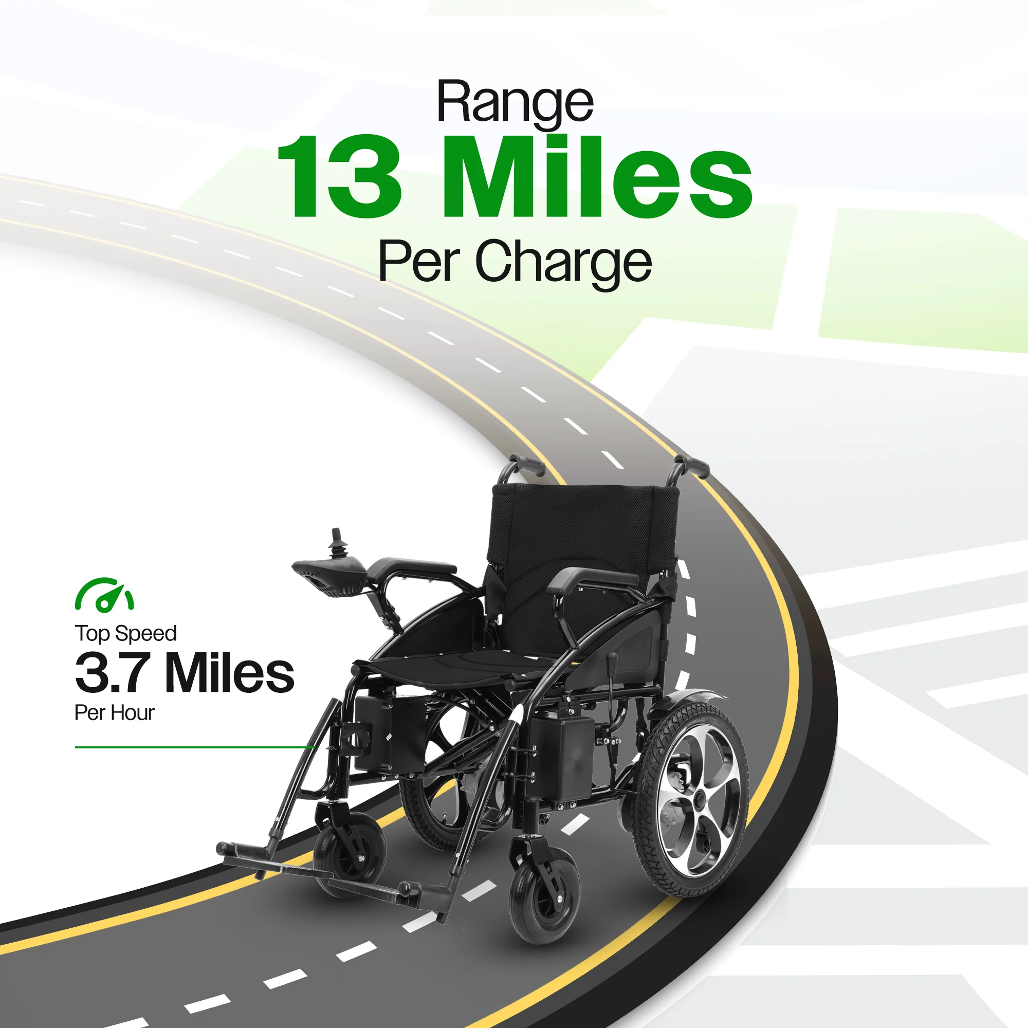 ARTEMIS (BLACK) Folding Lightweight Electric Wheelchairs 265lbs -500W- 13Miles - Image 3